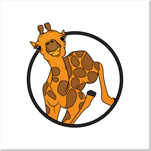 Cute giraffe baby with 2 horns Posters and Art